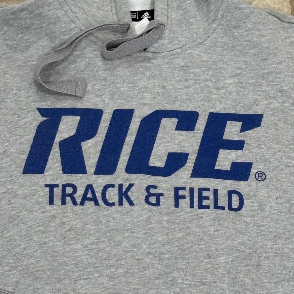 Adidas Rice University Track & Field Hoodie Mens Medium Gray Pullover Sweatshirt